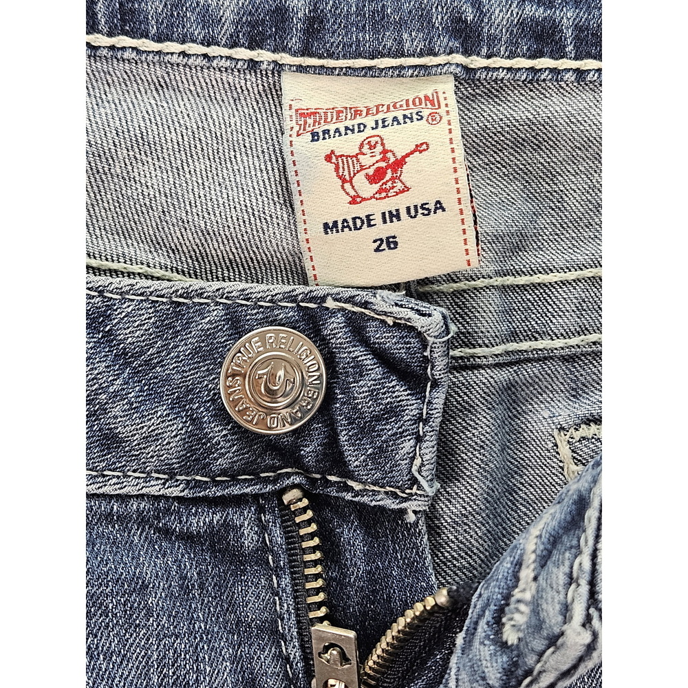 Made in USA True Religion Skinny Jeans Women's Size 26 Red Crystals on Back Pock - Picture 6 of 10